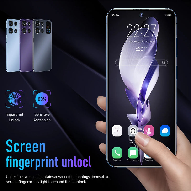 S24Ultra 7.0HD Screen 16G+1T Smart Phone 7000Mah Android13 Celulare Dual Sim Face Unlocked NFC 5G Mobile Phone