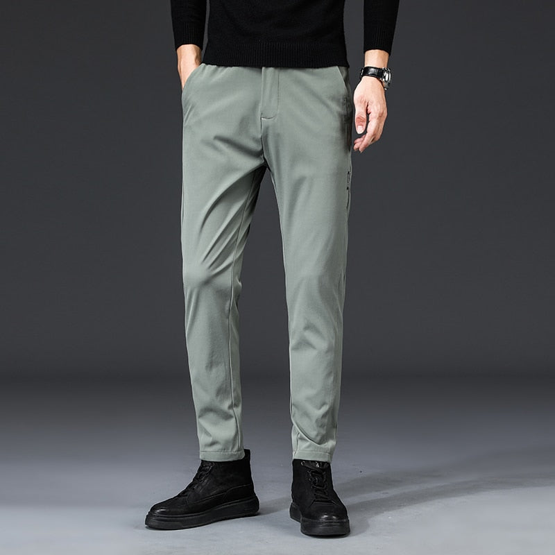 Mingyu Brand Summer Men Casual Pants Men Trousers Male Pant Slim Fit Work Elastic Waist Black Green Grey Light Trousers 28-38