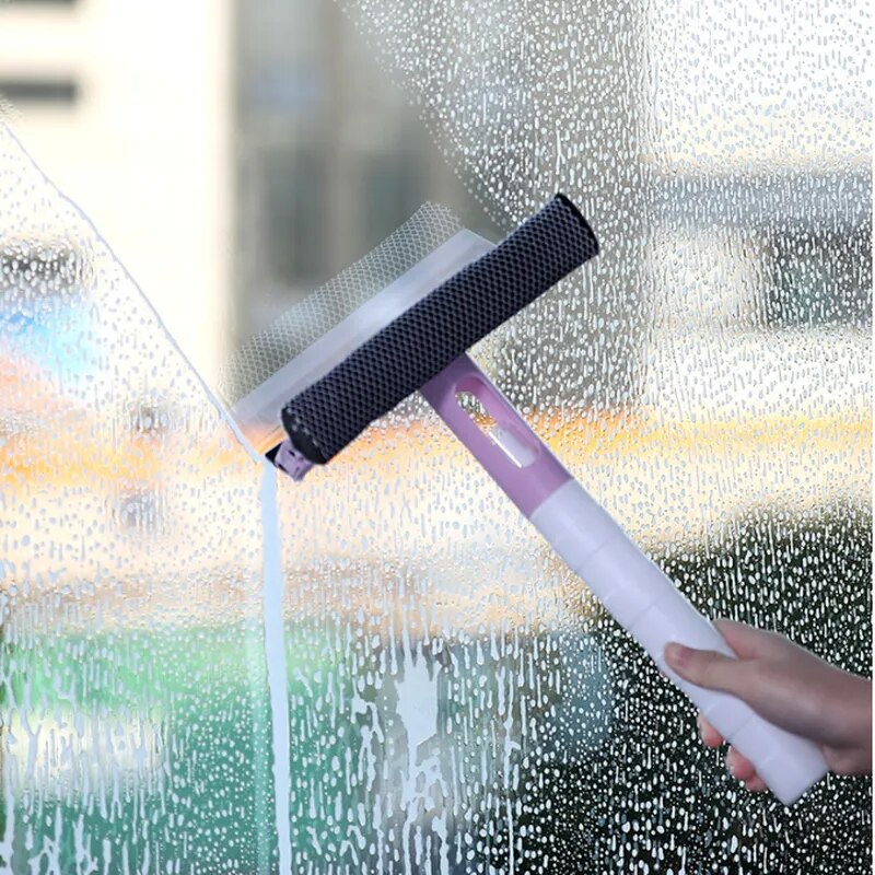 3 In 1 Spray Scrape Wipe Window Squeegee Glass Cleaner Window Wiper Scraper Cleaning Shower Squeegee for Household Cleaning Tool