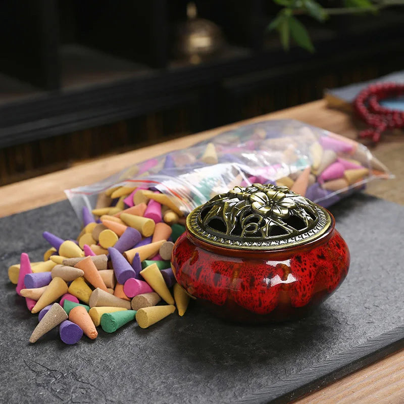 Mixed Fragrance Granules Colorful Scented Incense Cones Anxiety Relief Yoga Aromatherapy Natural Backflow Smoke Tower Incense