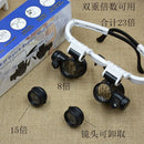 2XLED Watch Jeweler Repair Magnifier Head-Mounted Headband Adjustable Magnifying Head Eye Glasses Loupe Lens 8X 15X 23X