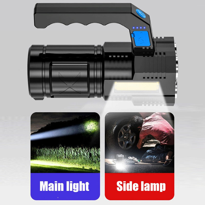 LED Flashlight USB Rechargeable Handheld Lantern Ultra Powerful Torch Light Portable Lamp Camping Searchlight Outdoor Lighting