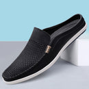 Half Shoes For Men Leather Driving Casual Shoes Backless Men's Loafers Slippers Mules Sandals Slip-On Flats Slides