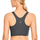CRZ YOGA Women High Neck Longline Sports Bra - Padded Racerback Yoga Bra Crop Tank Top with Built in Shelf Bra