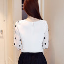 Long Sleeve Women Blouse Shirt Fashion Chiffon Women Clothing Sweet O-neck Black Dot White Feminine Tops Blusas D383 30