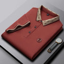 Men's Fashion Short sleeved Summer Polo Shirt High end Design Exquisite Ice Silk Embroidered Breathable T-shirt