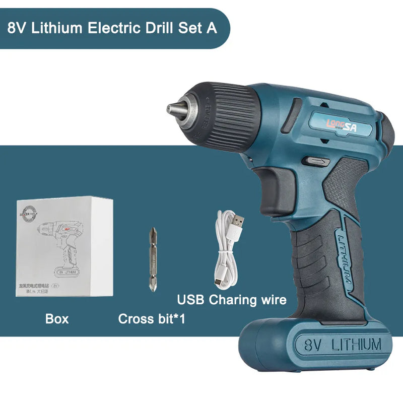 8V Powerful Cordless Electric Screwdriver Rechargeable Mini Portable E