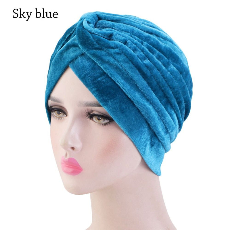 Women Shine Silver Gold Knot Twist Turban Headbands Cap Autumn Winter Warm Headwear Casual Streetwear Female Muslim Indian Hats