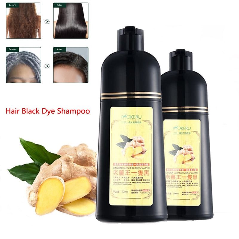 Mokeru Natural Ginger 5 Minutes Fast Hair Dye Shampoo Organic Hair Dye Permanent Black Shampoo For Women Cover White Gray Hair