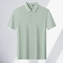 New Men's Casual Fashion Striped Short Sleeved Collar Polo Shirt Breathable and Comfortable Summer Versatile T-shirt