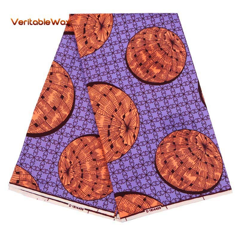 African Real Wax Print Fabric Organic 100% Polyester VeritableWax High Quality 6 Yards 3Yards African Fabric For Party Dress A-2