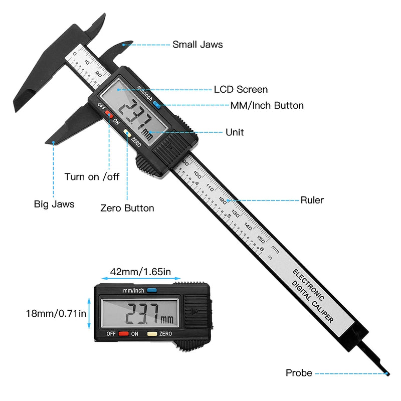 150mm 100mm Electronic Digital Caliper 6 Inch Vernier Caliper Gauge Micrometer Measuring Tool Digital Ruler without Battery