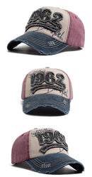 Fashion Vintage Washed Cotton Baseball Cap Digit 1962 Embroidery Snapback Hat Visor Hip Hop Caps