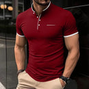 New Men's Casual and Fashionable Solid Color Short Sleeved Stand Up Collar T-shirt Summer Versatile and Comfortable Top
