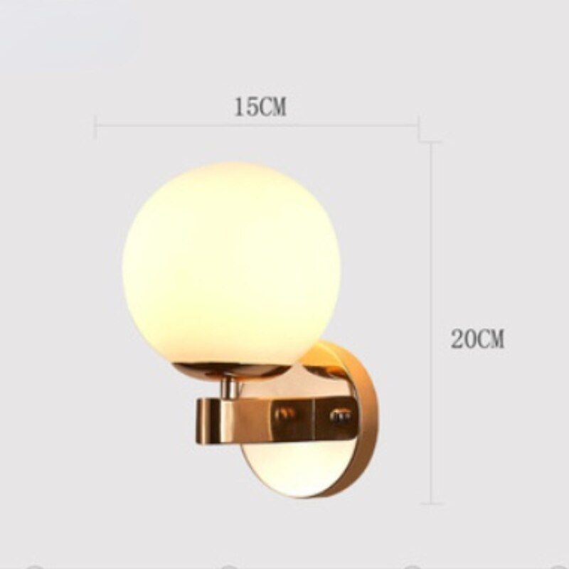 Modern Led Light Gold Glass Ball Wall Lamp Living Room Bathroom Bedroom Bedside Entrance Porch Indoor Lighting Decoration Lamp