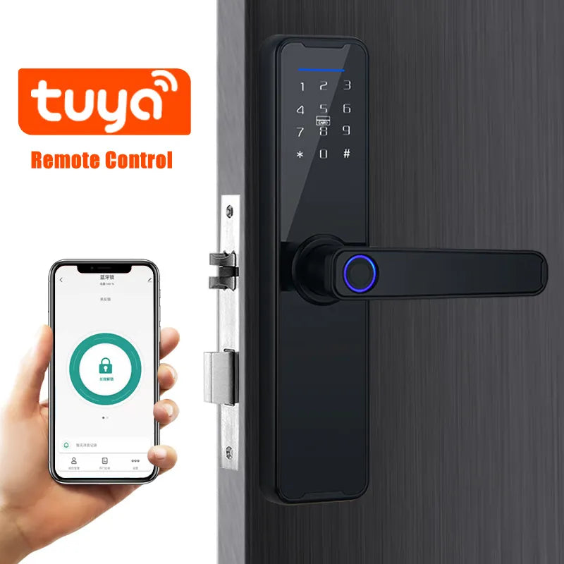 PHIPULO Smart Fingerprint Door Lock Bluetooth Biometric Electronic Door Lock for Tuya Remote Keyless Unlocking