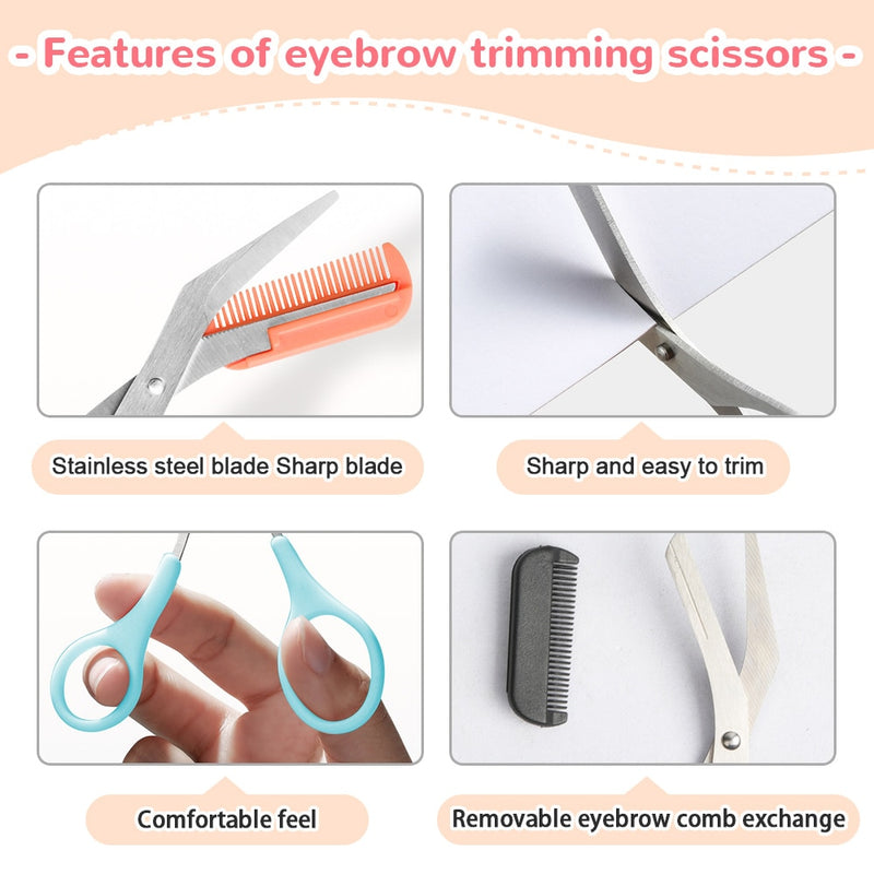 Eyebrow Shaving Knife Eyebrow Scissors with Comb Stainless Steel Plastic Razor Facial Hair Removal Razor Razor Make-up Tool