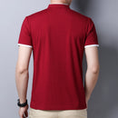 New Men's Casual and Fashionable Solid Color Short Sleeved Stand Up Collar T-shirt Summer Versatile and Comfortable Top