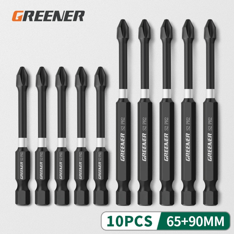 Greener Impact Strong Magnetic Batch Head Cross High Hardness Hand Drill Bit Screw Electric Screwdriver Set 50 65 70 90 150mm