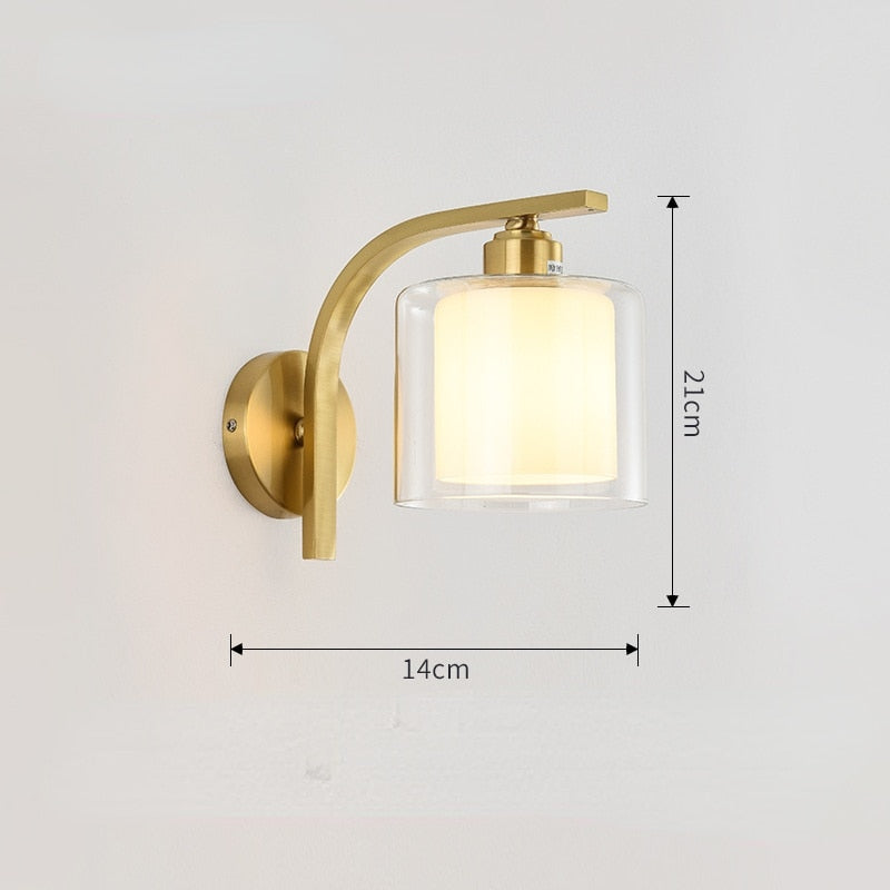 Modern Led Light Gold Glass Ball Wall Lamp Living Room Bathroom Bedroom Bedside Entrance Porch Indoor Lighting Decoration Lamp