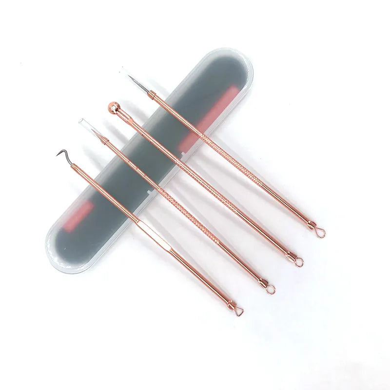 4PCS Acne Blackhead Comedone Black Spot Pimple Blemish Remover Skin Care Women Beauty Acne Treatment Pore Cleanser Needle Hook