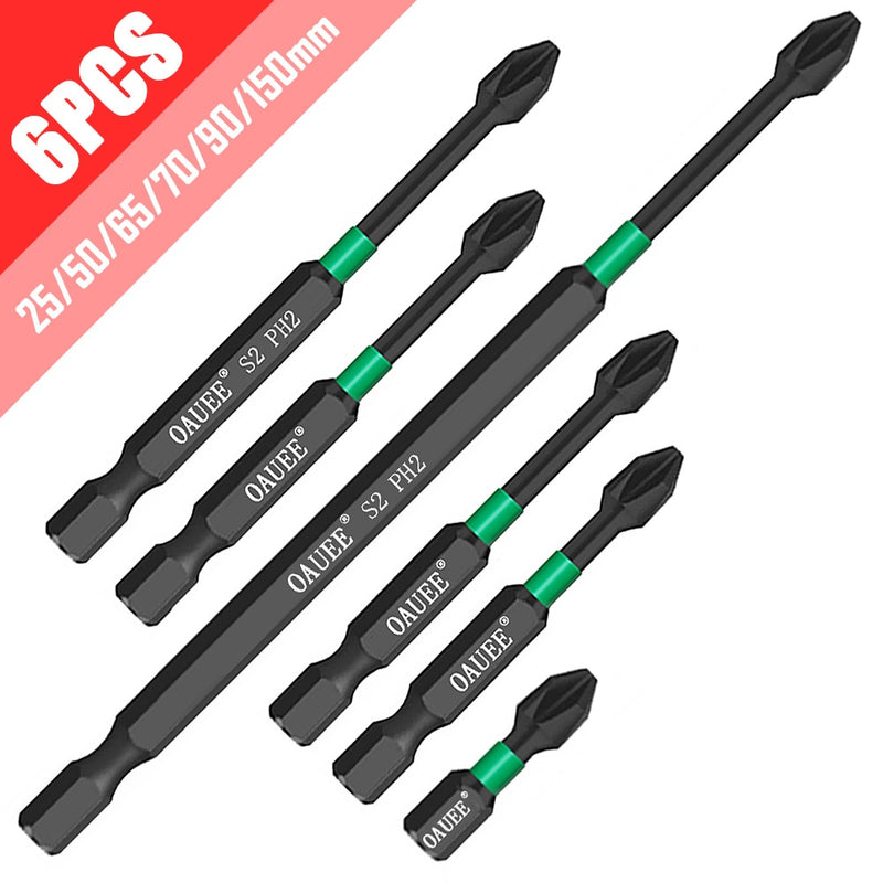 4/5/6pcs Magnetic Batch Head Impact Strong Cross PH2 High Hardness Screwdriver Bits 60/70/90mm Anti Non-slip WaterProof Bits