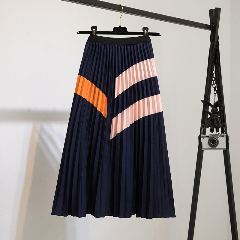 Pleated Skirt Women New  Print Cartoon Pattern  Elastic Women Skirts Big Swing Party Holiday High Waist Skirts