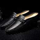 Men's Shoes Casual Flat Shoes Lazy Man's Soft Leather Half Set Slippers Comfortable Driving Casual Shoes