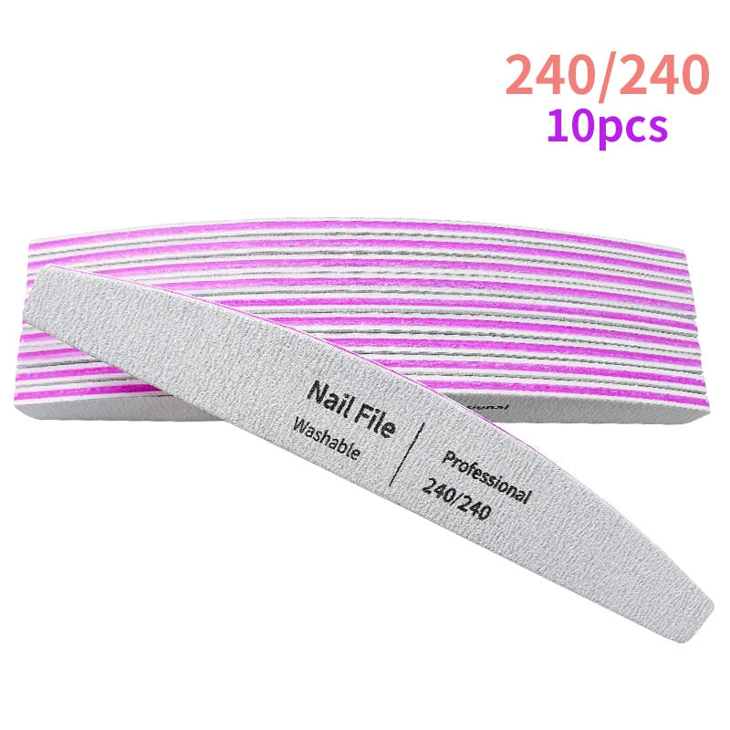 Nail File 100 to 180 Professional Tools Emery for Manicure Lime 240 Sandpaper Gel Polishing Files for Nails Buffers Set Polisher