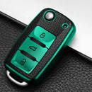 KIQI TPU Leather Car Key Cover Case for Volkswagen for VW Bora Polo Tiguan Jetta Passat B5 B6 B7 Golf Beetle for Skoda Octavia