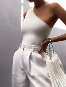 Women Sports Tank Tops Sexy Crop Tops Vest Casual Female One Shoulder Summer Outfits Tops Fitness Elastic