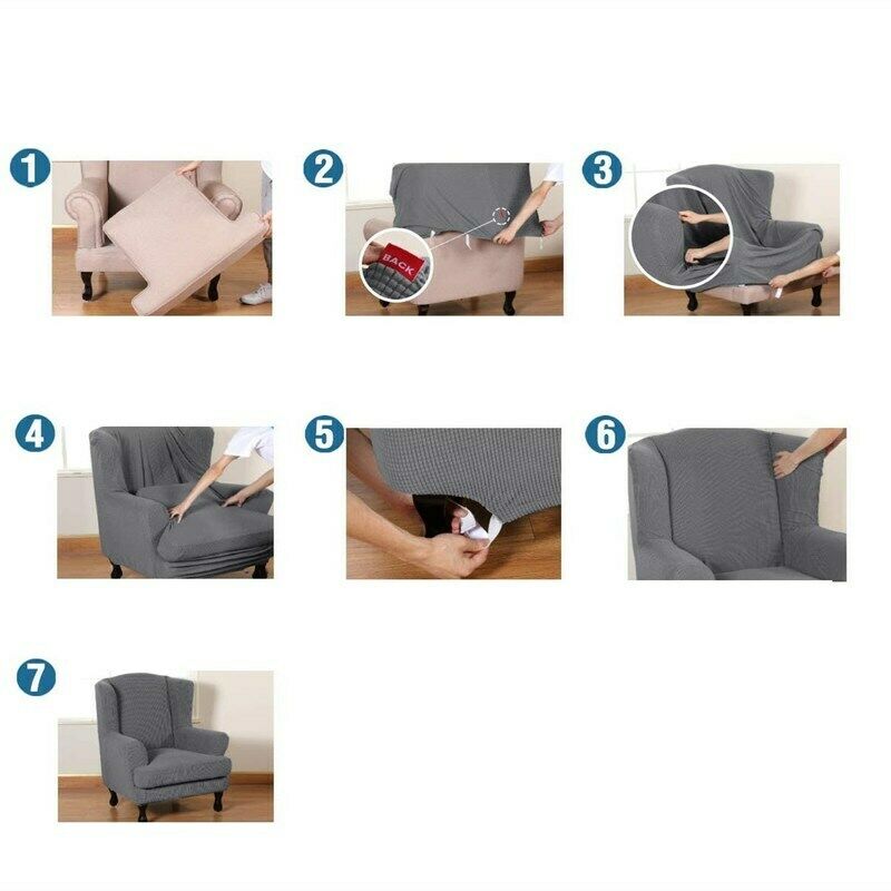 Arm Back Chair Cover Elastic Armchair Wing Chair Cover Stretch Protector Slipcover for Home Furniture Living Room 2 Piece/set