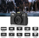 4K HD Digital Camera Vlogging Camcorder for Youtube WIFI Webcam Wide Angle 16X Digital Zoom 48MP Photography 3 Inch Flip Screen