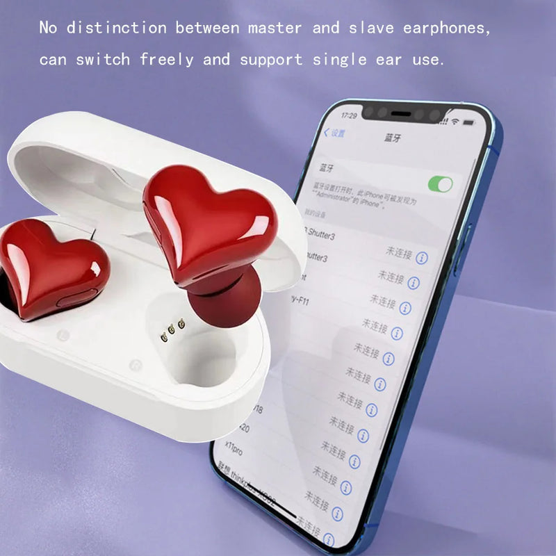 New Original Bluetooth Wireless Headphones Heart Shaped Earphones woman Earphone High Quality Heart Earbuds Girl Gift