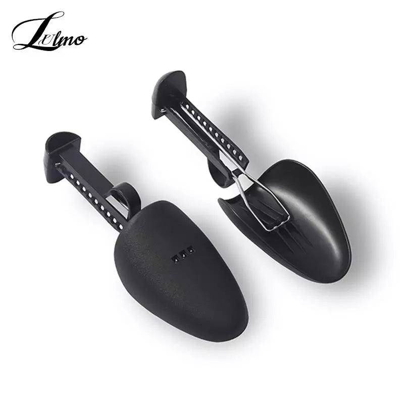 Pair Plastic Shoe Tree Shaper Shapes Stretcher Adjustable For Women Men Unisex Black