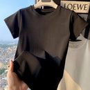 Spring Summer New Short Sleeve T-Shirt Women Solid Simple Casual Soft All-Match Hot Basic Slim Tops Tees Summer Fashion