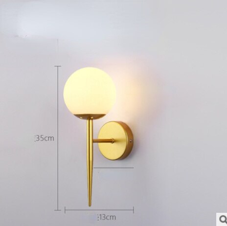 Modern Led Light Gold Glass Ball Wall Lamp Living Room Bathroom Bedroom Bedside Entrance Porch Indoor Lighting Decoration Lamp