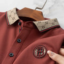 Men's Fashion Short sleeved Summer Polo Shirt High end Design Exquisite Ice Silk Embroidered Breathable T-shirt