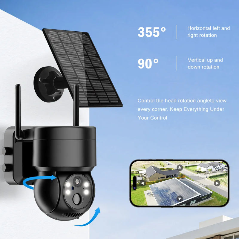 4MP WIFI IP Solar Camera PIR Human Detection 2K Video Surveillanc iCSee CCTV Wireless Rechargeable Battery  Long Time Standby