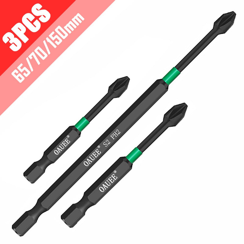 4/5/6pcs Magnetic Batch Head Impact Strong Cross PH2 High Hardness Screwdriver Bits 60/70/90mm Anti Non-slip WaterProof Bits