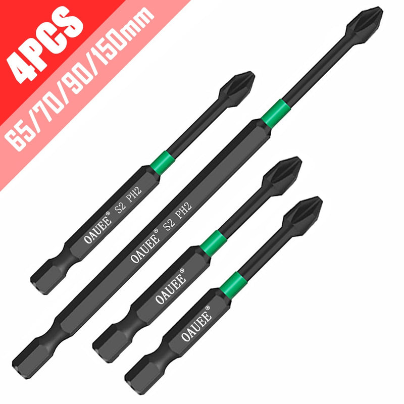 4/5/6pcs Magnetic Batch Head Impact Strong Cross PH2 High Hardness Screwdriver Bits 60/70/90mm Anti Non-slip WaterProof Bits