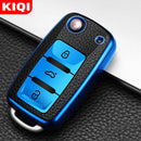 KIQI TPU Leather Car Key Cover Case for Volkswagen for VW Bora Polo Tiguan Jetta Passat B5 B6 B7 Golf Beetle for Skoda Octavia