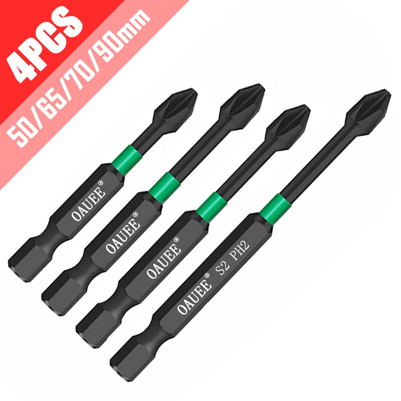 4/5/6pcs Magnetic Batch Head Impact Strong Cross PH2 High Hardness Screwdriver Bits 60/70/90mm Anti Non-slip WaterProof Bits