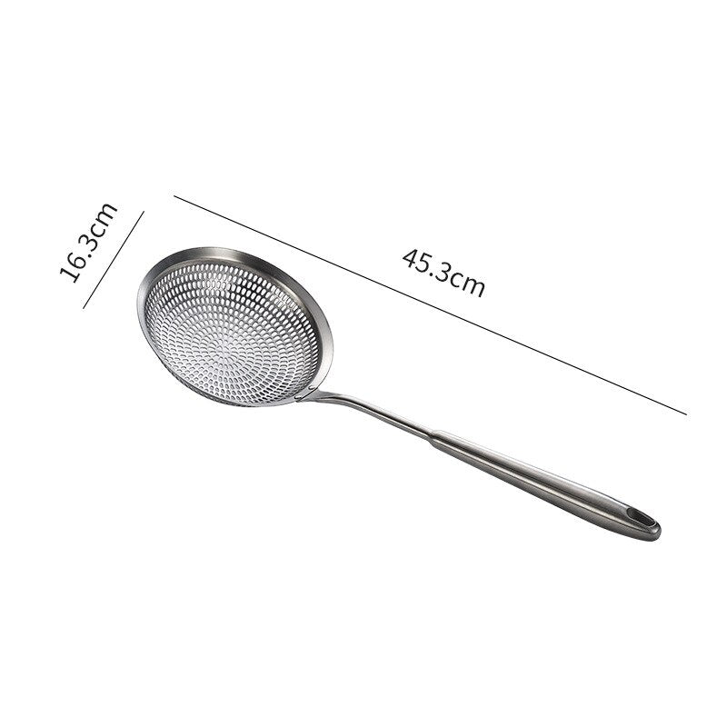 Stainless Steel Large Colander Fine Holes Skimmer Long Handle French Fries Strainer Home Gadget Kitchen Utensils Cooking Tools