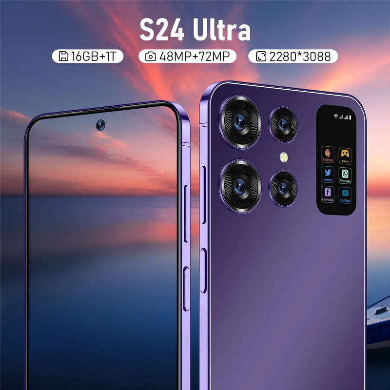 S24 Ultra 7.0HD Screen Smart Phone Original 16G+1T 5G Dual Sim Celulares Android Unlocked 108MP 7000mAh mobile phones