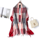 Scarf Plaid Long Shawl Fashion Headband Wraps Women Scarves Bandana Hijab Tassels Female Foulard Cotton Feeling Stoles
