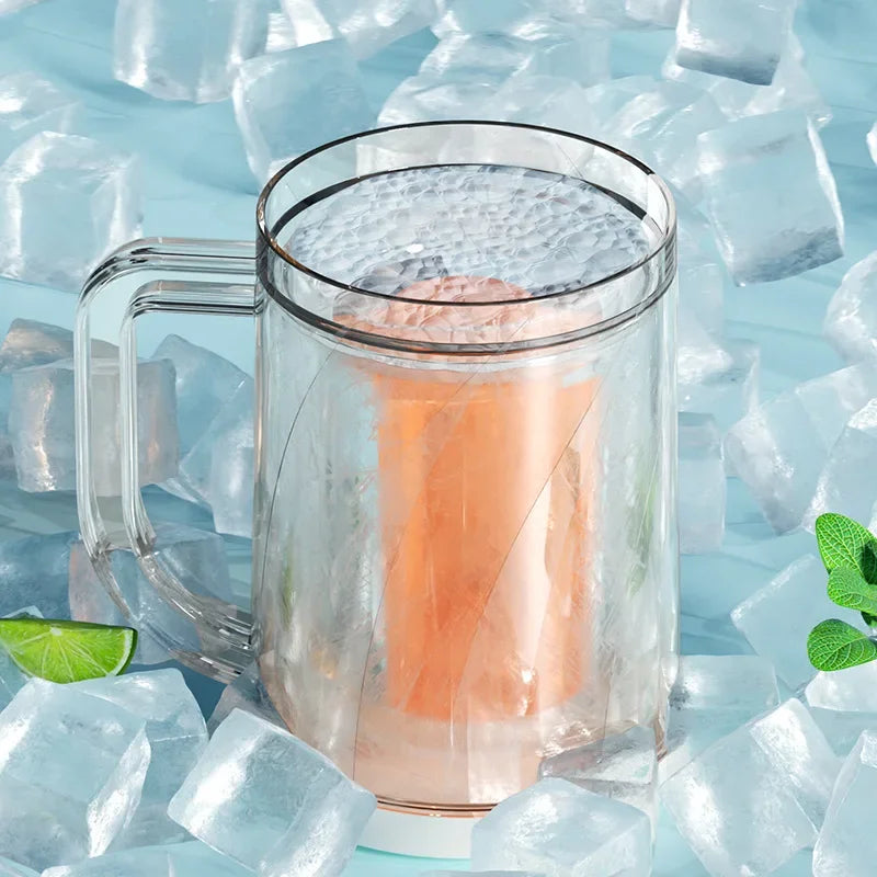 Freezing Beer Mug Double Layer Sandwich Liquid Refrigerator Frozen Cup Cold Drink Chilled Cups Kitchen Bar Drinkware