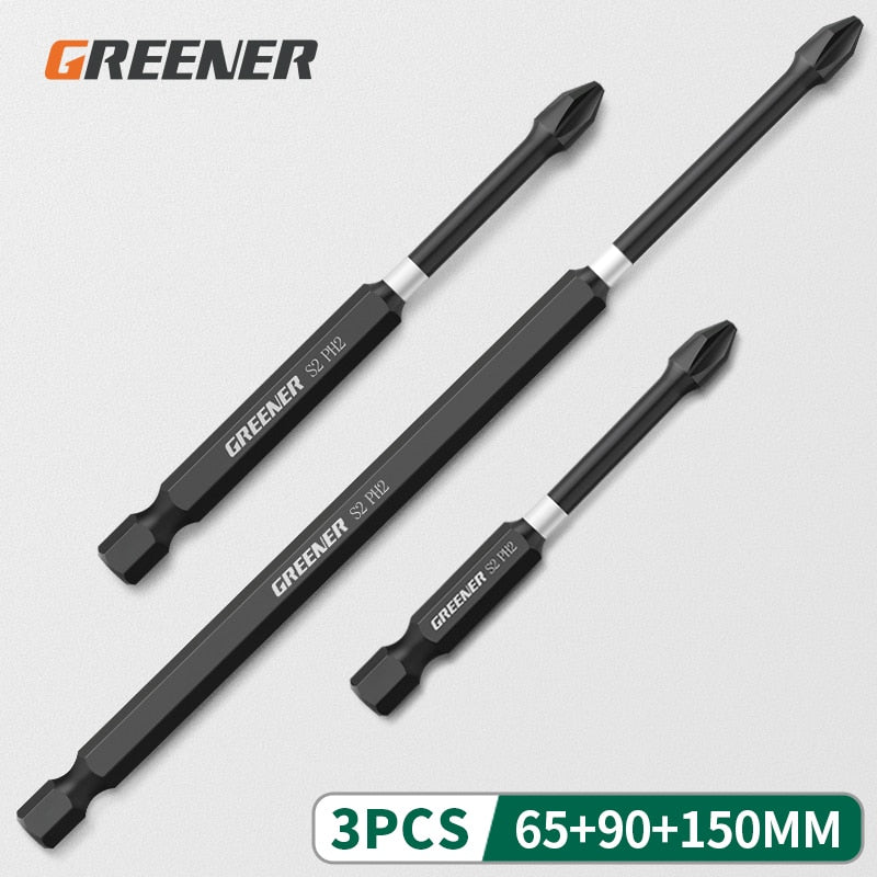 Greener Impact Strong Magnetic Batch Head Cross High Hardness Hand Drill Bit Screw Electric Screwdriver Set 50 65 70 90 150mm