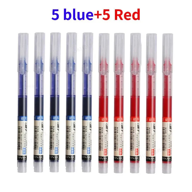 10Pcs/set High Quality Needle Type Gel Pens Straight Liquid Ballpoint Pen Kawaii Stationery School Office Supplies Writing