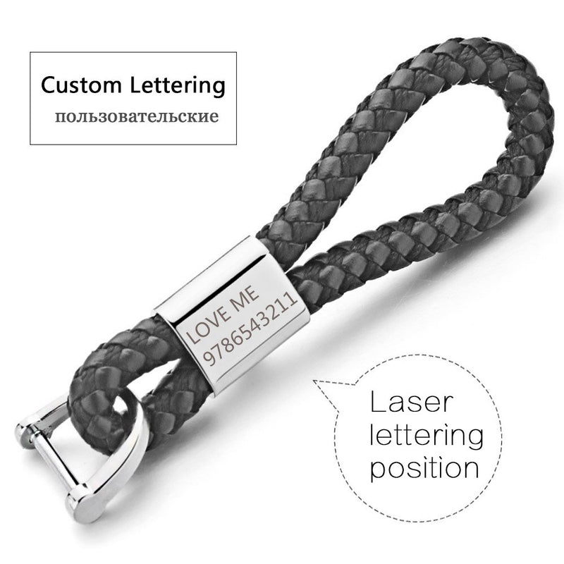 Dalaful Custom Lettering Keychains Woven Leather Detachable Keyrings Customize Personalized Gift For Car Key Chain Holder K350